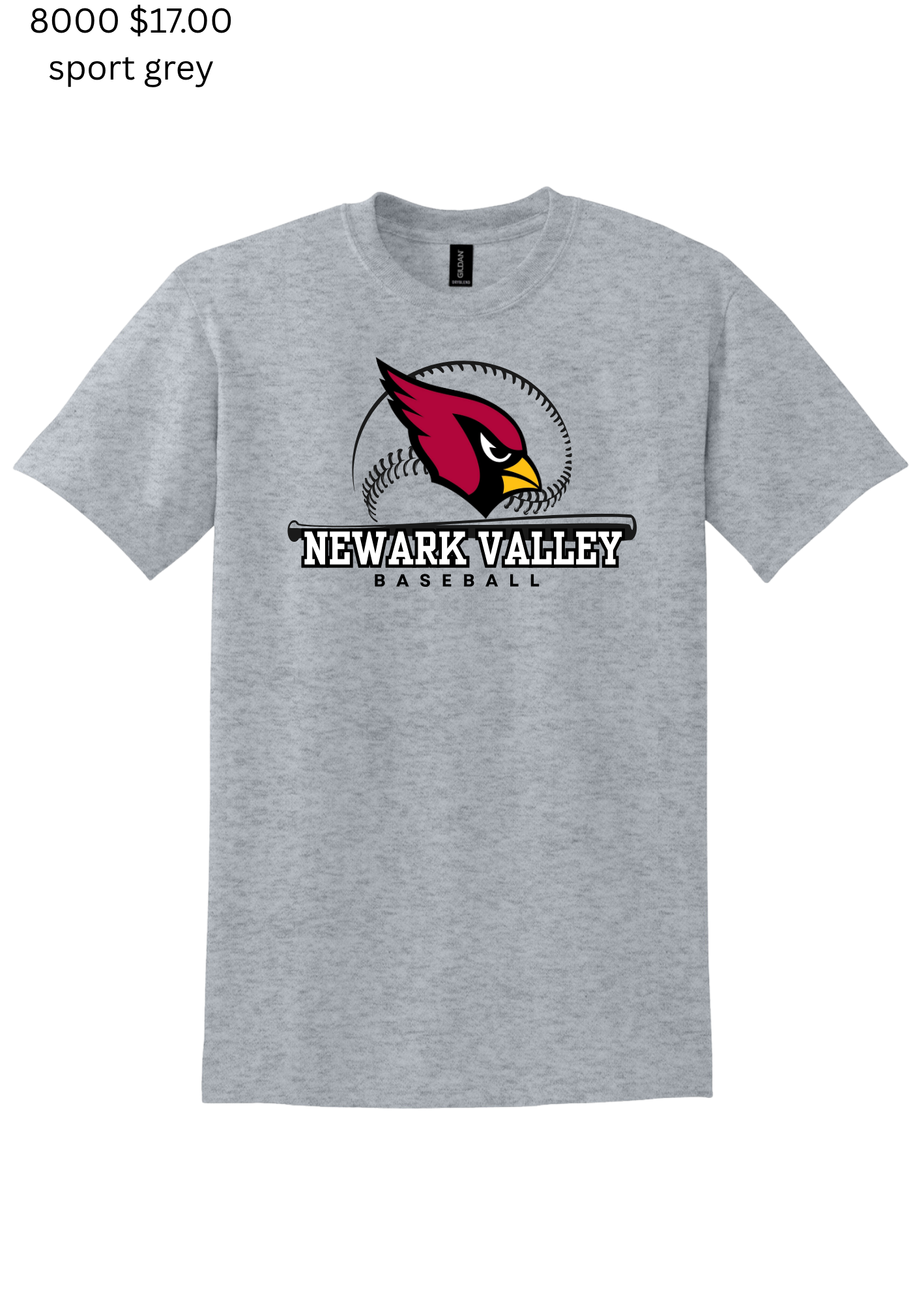 Newark Valley Baseball – Cardinal Tee 8000