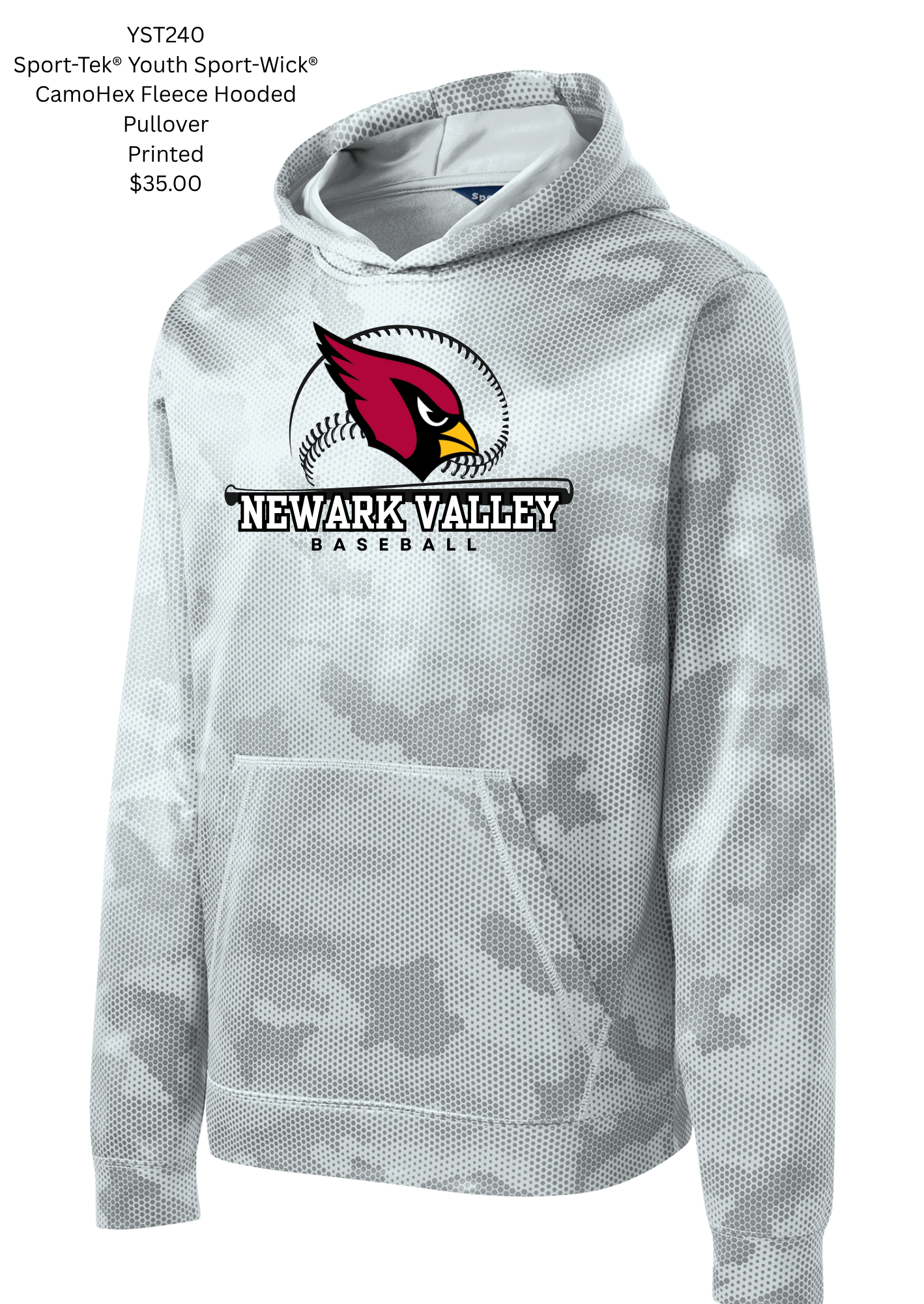 Newark Valley Baseball Youth Performance Hoodie – CamoHex YST240