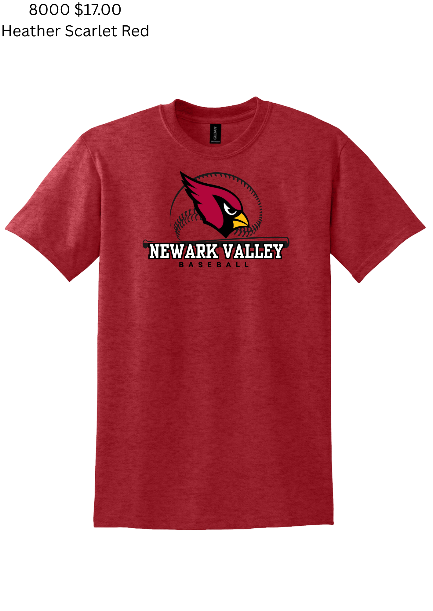 Newark Valley Baseball – Cardinal Tee 8000