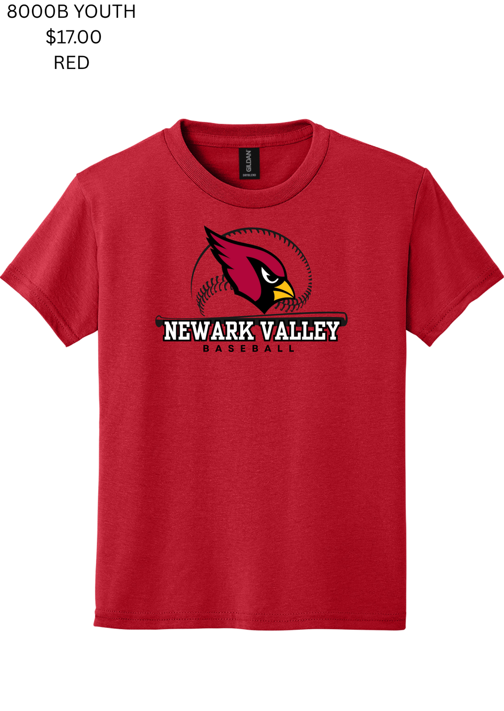 Newark Valley Baseball Youth Tee 8000B