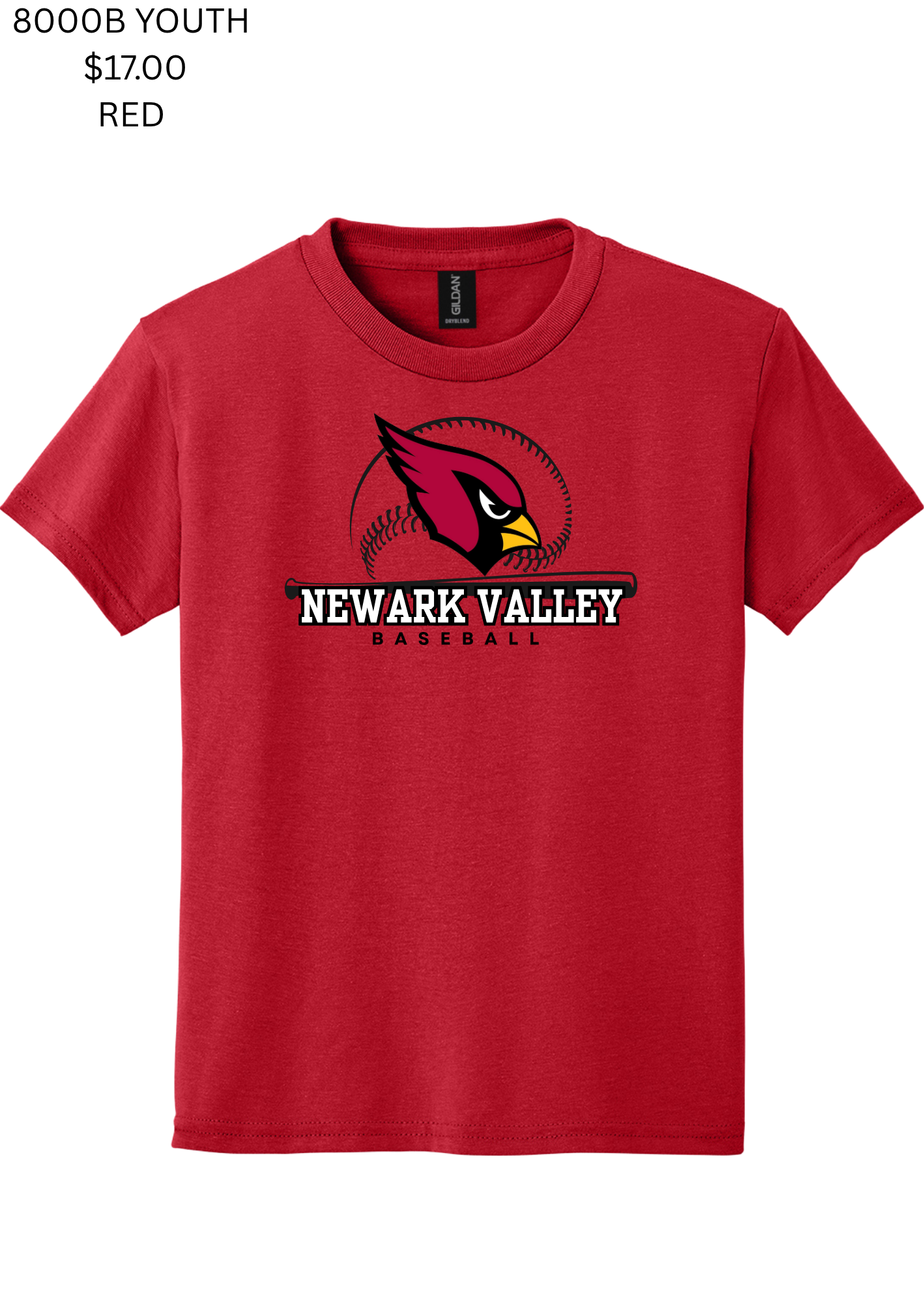 Newark Valley Baseball Youth Tee 8000B
