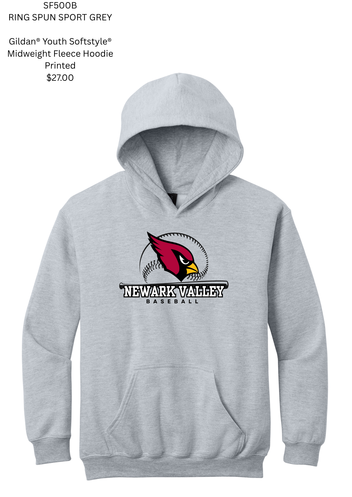 Newark Valley Baseball Youth Hooded Sweatshirt SF500B