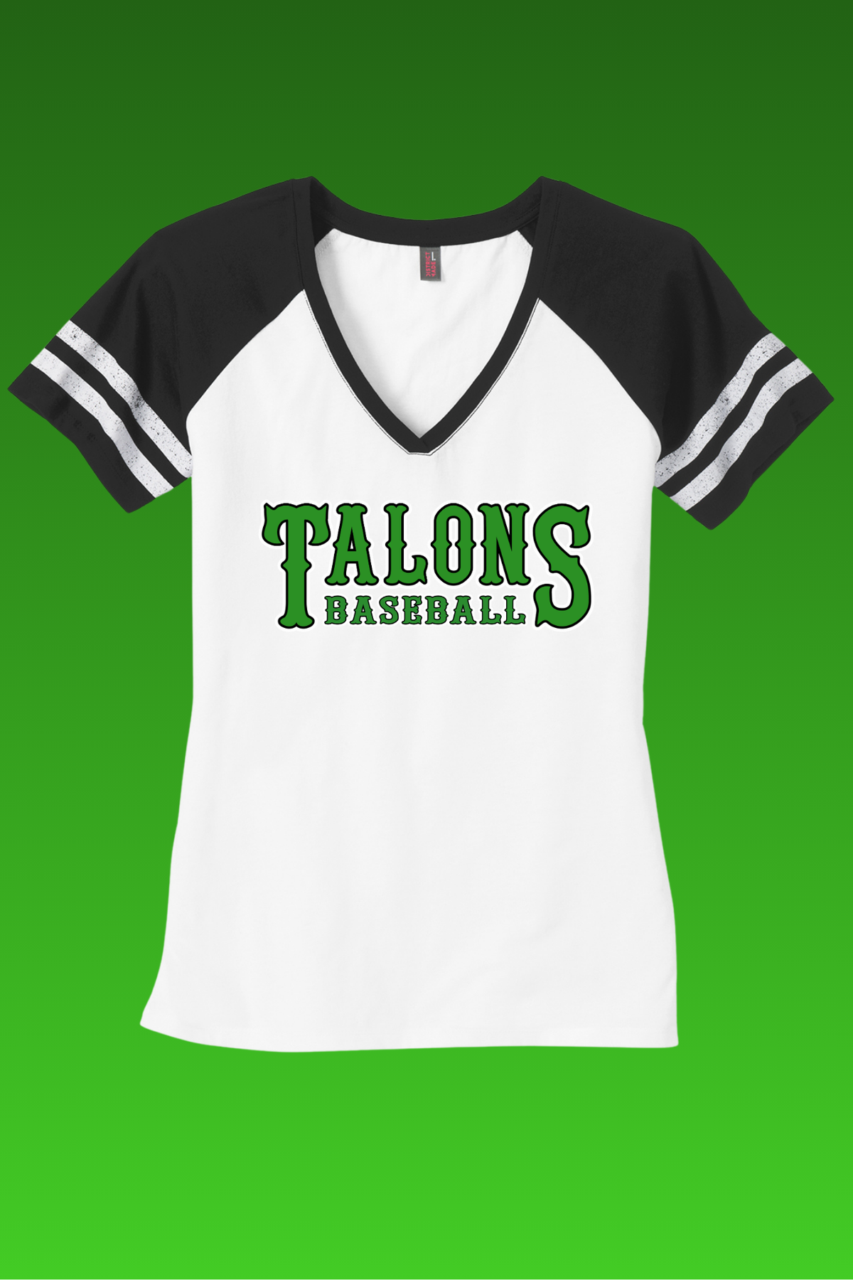 DM476 District® Women’s Game V-Neck Tee Talons Baseball print