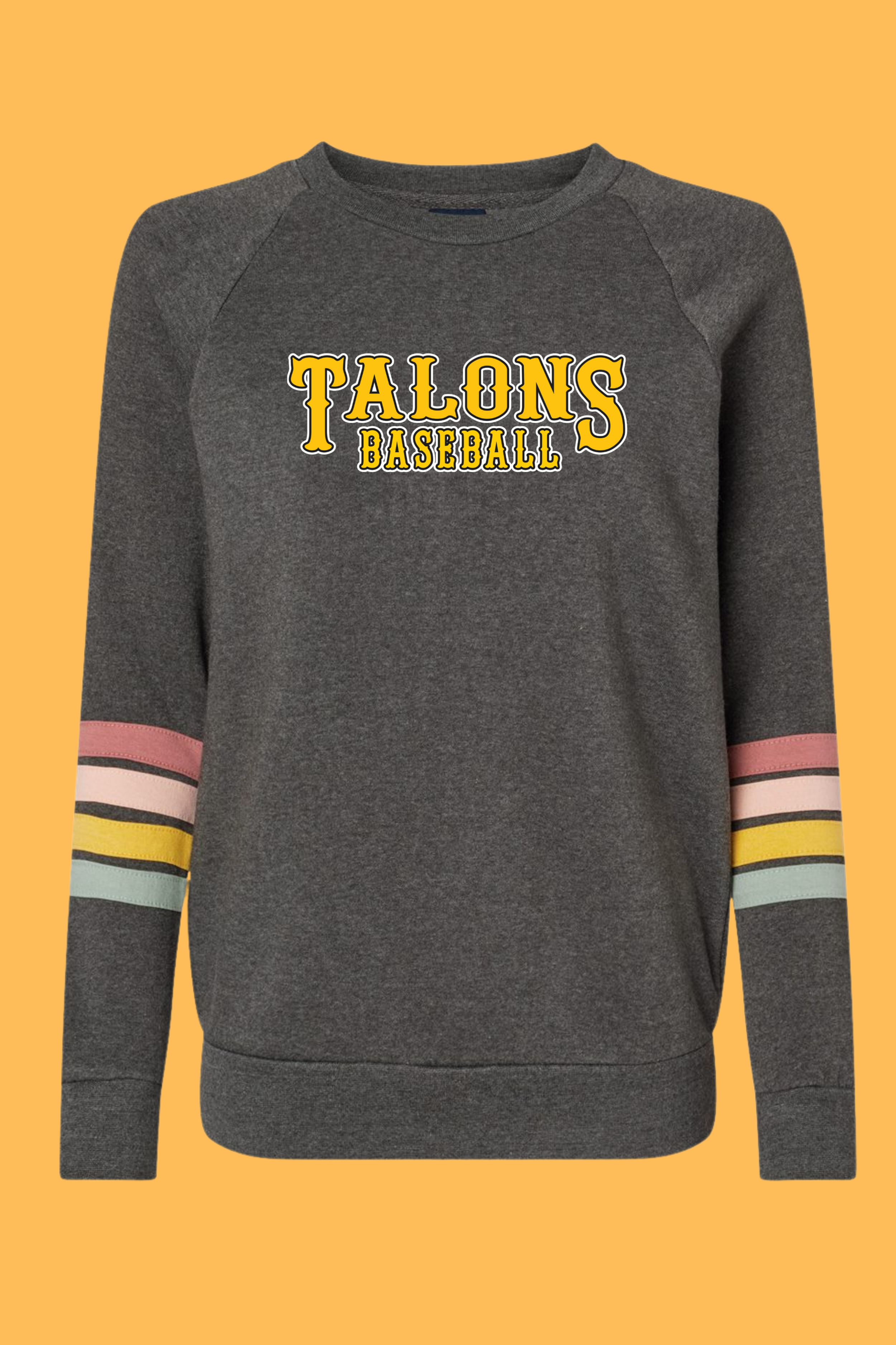 Women’s Striped Sleeve Crewneck Sweatshirt – Style W23152
