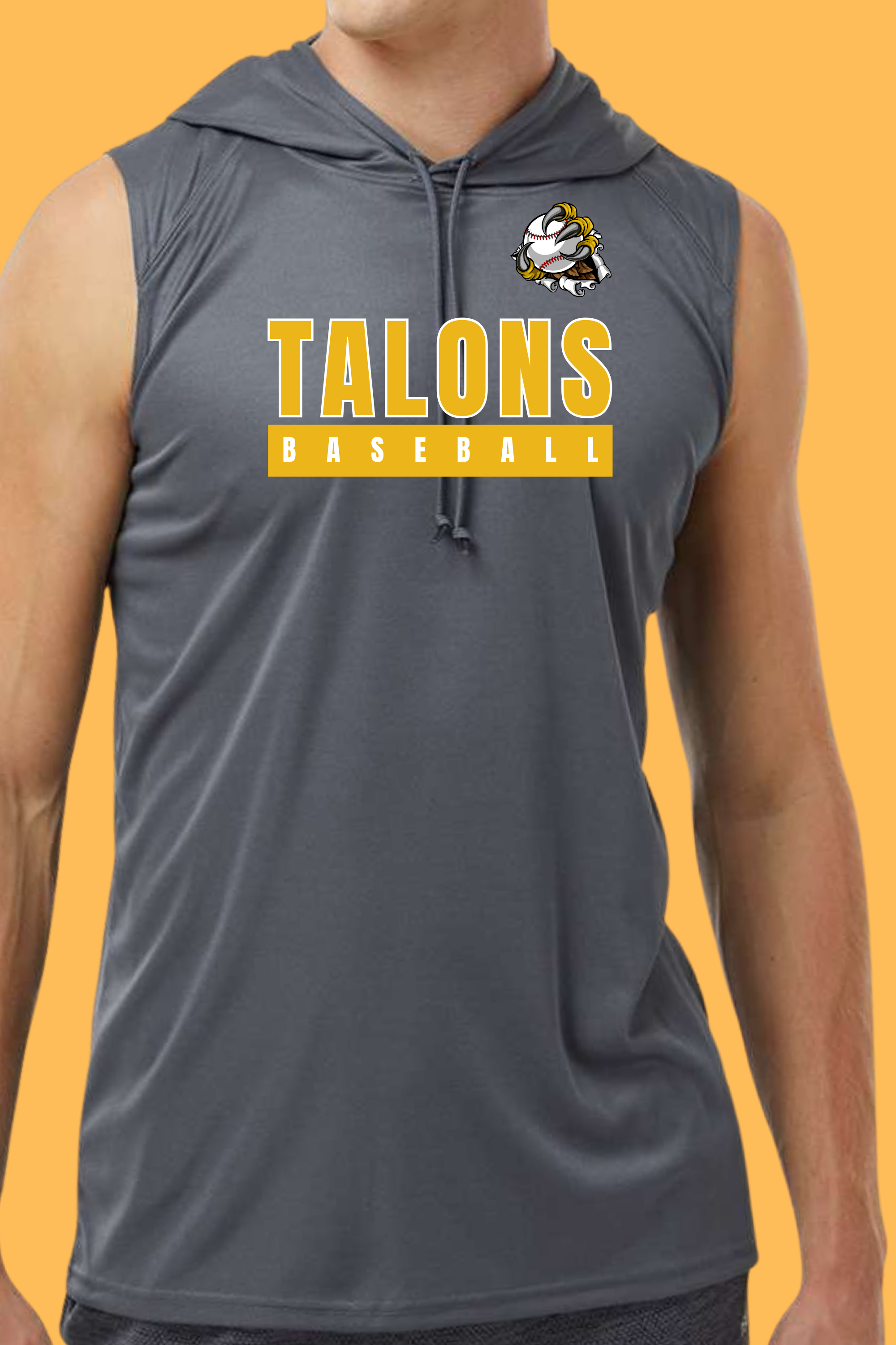 Men’s B-Core Sleeveless Hooded T-Shirt – Style #4108 TALONS Baseball Full-Front
