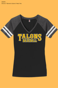 DM476 District® Women’s Game V-Neck Tee Talons Baseball print