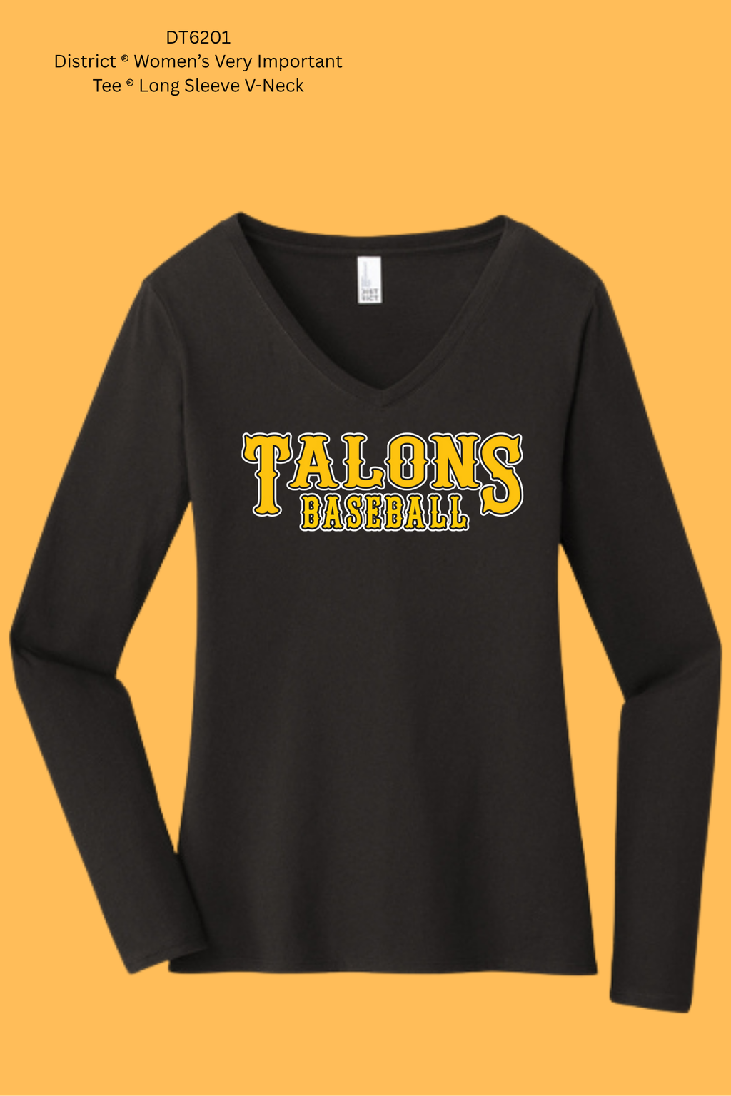 DT6201 District® Women’s Very Important Tee® Long Sleeve V-Neck Talons Baseball print