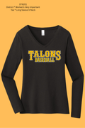 DT6201 District® Women’s Very Important Tee® Long Sleeve V-Neck Talons Baseball print